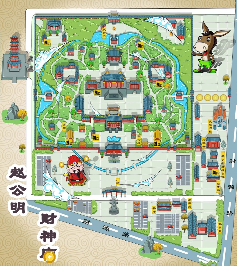 临朐寺庙类手绘地图